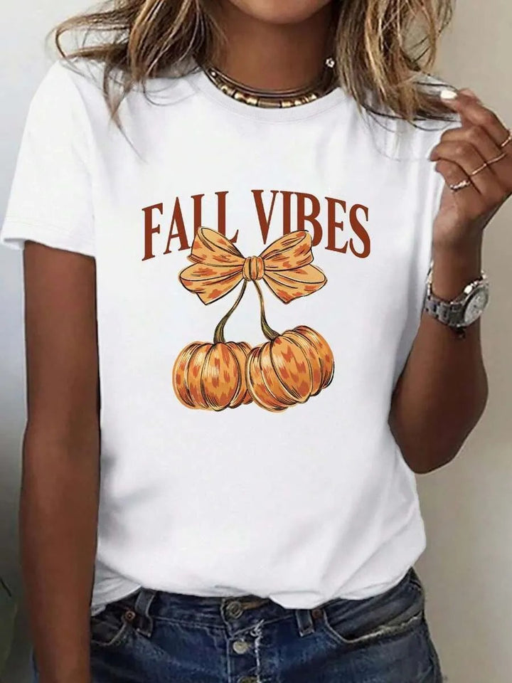 Damen T-Shirt mit stylischem Kürbis-Motiv und aufregendem Animal-Print Drune