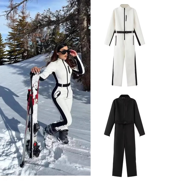 Damen Utility-Overall mit hohem Kragen, funktionalen Reißverschlüssen und Taillengürtel Drune