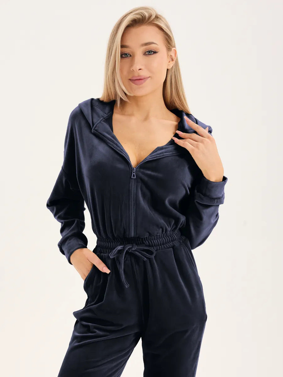 Damen stylischer Kapuzen-Jumpsuit Drune