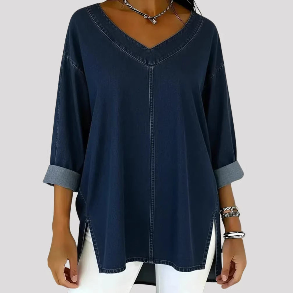 Damen Lässige Denim Tunika