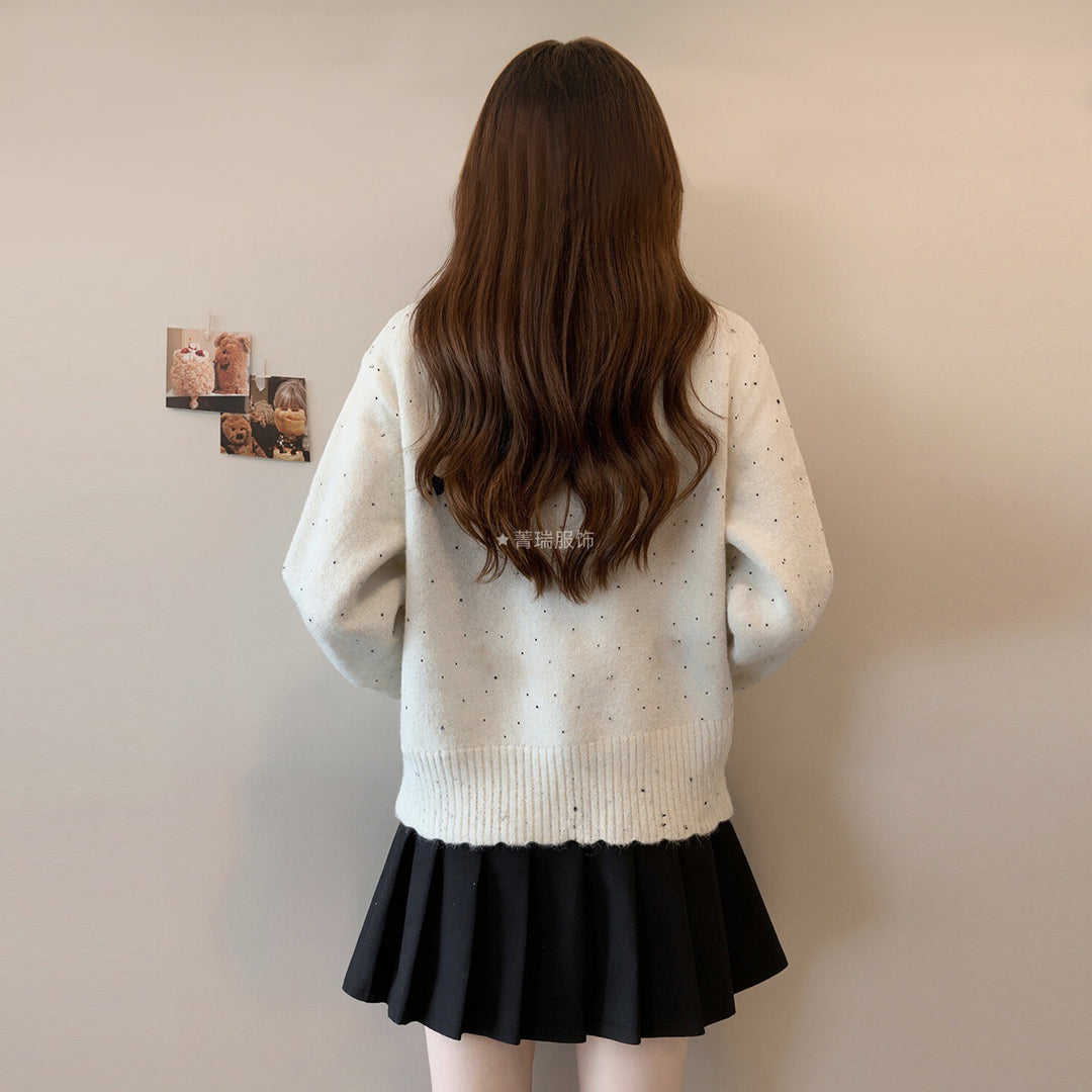 Damen Strickjacke mit dekorativer Knopfleiste und Schleifenakzenten Drune