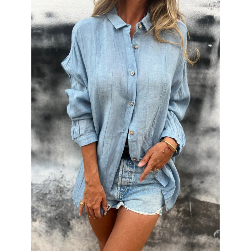 Damen lässige Bluse im Oversized-Stil mit Knopfdetails Drune