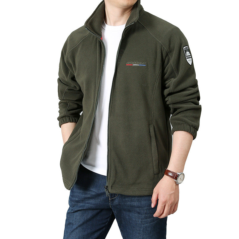 Herren Fleece-Outdoorjacke mit Stehkragen und durchgehendem Reißverschluss Drune