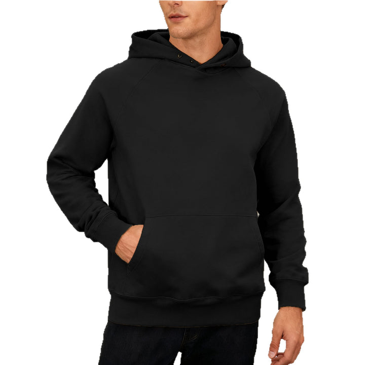 Herren nan Sweatstoff Kapuzenpullover mit Raglanärmeln, Kängurutasche und verstärktem Saum Drune