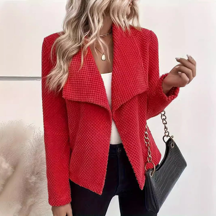 Damen Wasserfall-Cardigan aus Waffel‑Fleece mit offener Front Drune