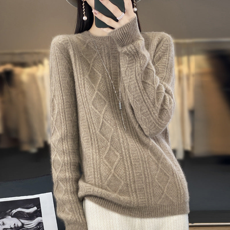 Damen Zopfmuster-Feinstrickpullover mit Ajour-Bahnen und weichem Mohair-Finish Drune
