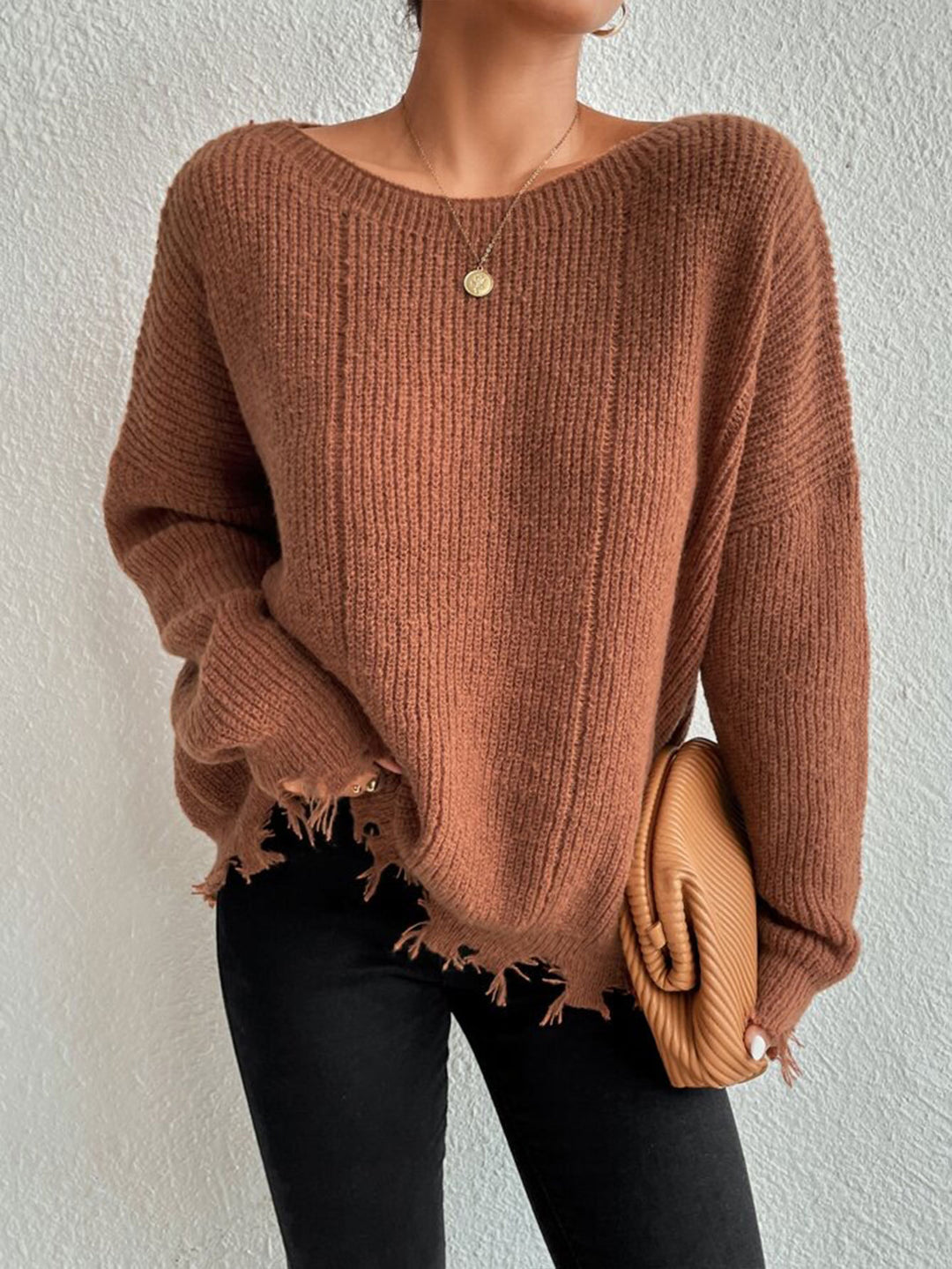 Damen Baumwollpullover mit lässigem Oversized-Schnitt Drune