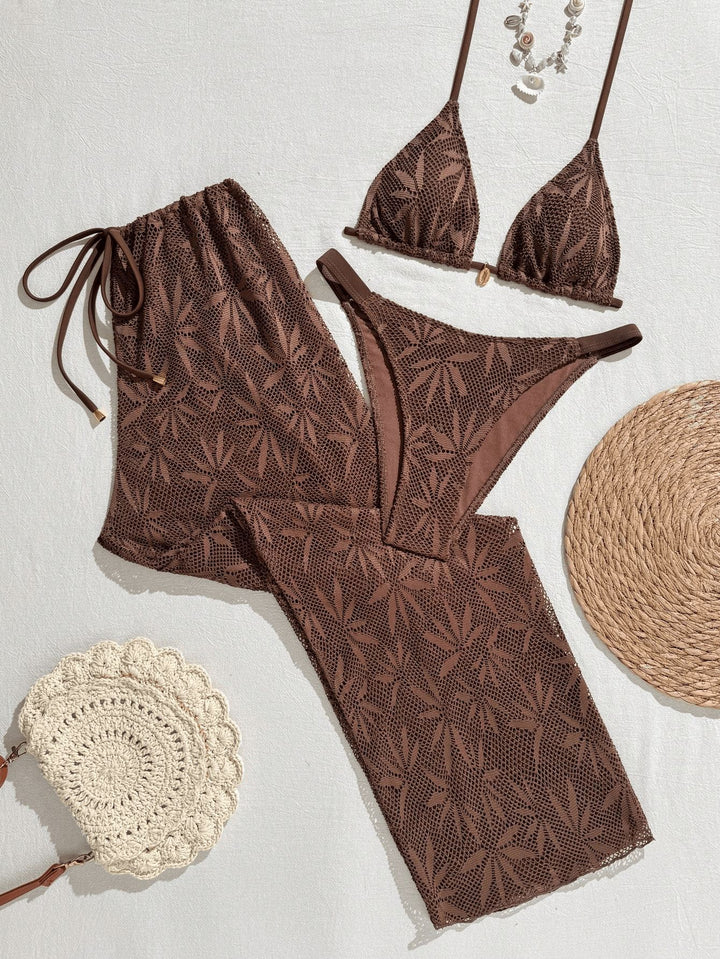 Damen Bikiniset mit modischem Häkelmuster Drune