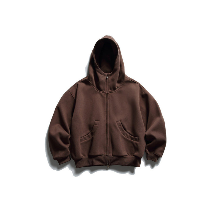 Unisex Oversize Zip-Hoodie mit hohem Kragen und Kängurutaschen Drune