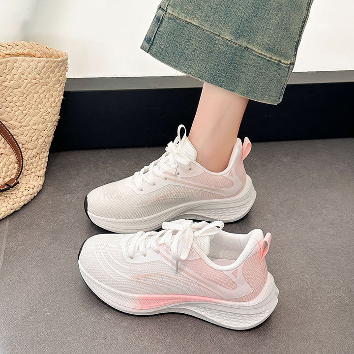 Damen Leichter Laufsneaker mit dicker Dämpfungs-Plateausohle und atmungsaktivem Mesh-Obermaterial Drune