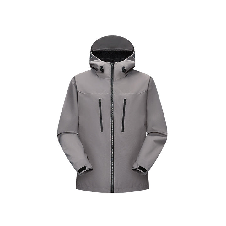 Damen Technische wasserfeste Softshell‑Regenjacke mit Kapuze, versiegelten Nähten und vertikalen Reißverschlusstaschen Drune