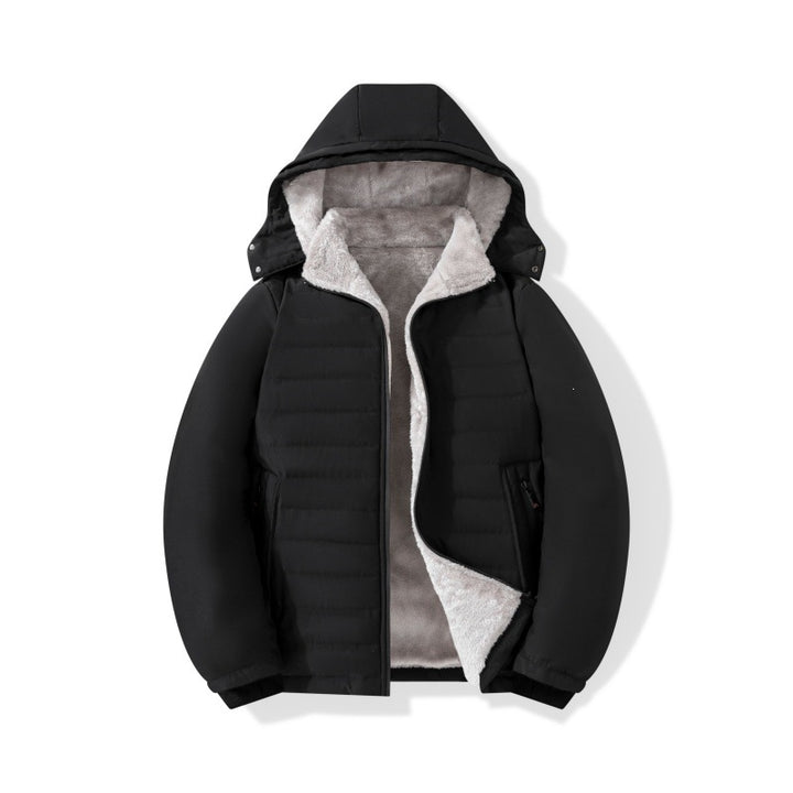 Herren Wattierte Kapuzenjacke mit Teddyfutter, winddichter Außenhülle & Reißverschlusstaschen Drune