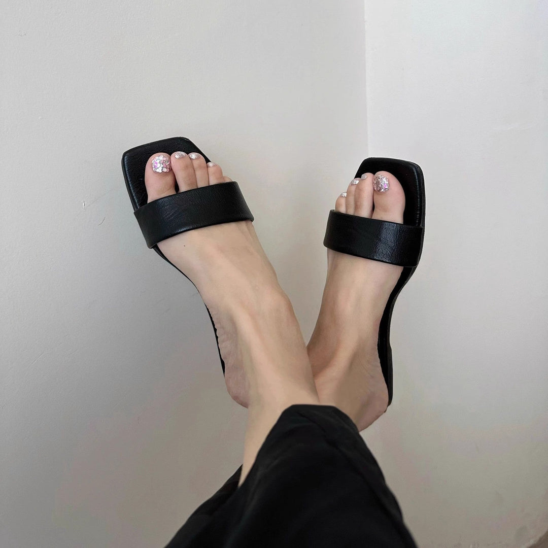 Damen Flache Sandalen mit geschwungenem Riemendesign und rutschfester Sohle Drune
