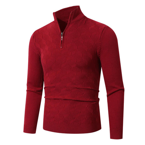 Herren modischer Strickpullover mit halbem Reißverschluss und strukturiertem Design Drune