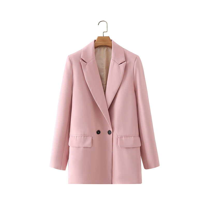 Damen nan taillierter Longblazer im Oversize-Look mit Reverskragen und Pattentaschen Drune