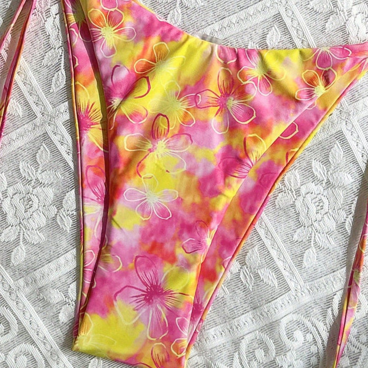 Damen Triangel-Bikini mit verstellbaren Bändern und buntem Blumenmuster Drune