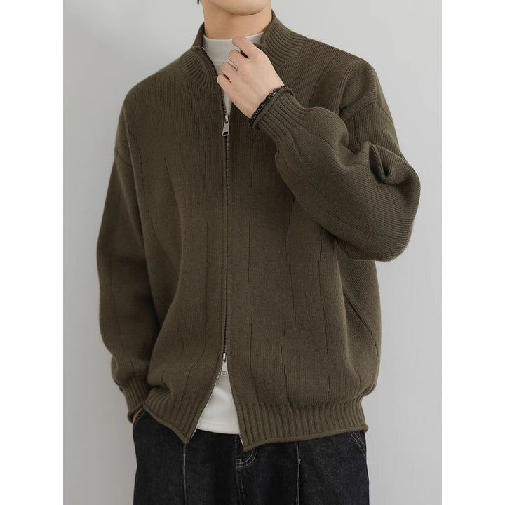 Herren Modische Strickjacke mit hohem Kragen Drune