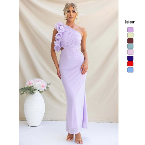 Damen Elegantes Rüschen-Maxikleid mit einem schulterfreien Design und figurbetontem Schnitt Drune