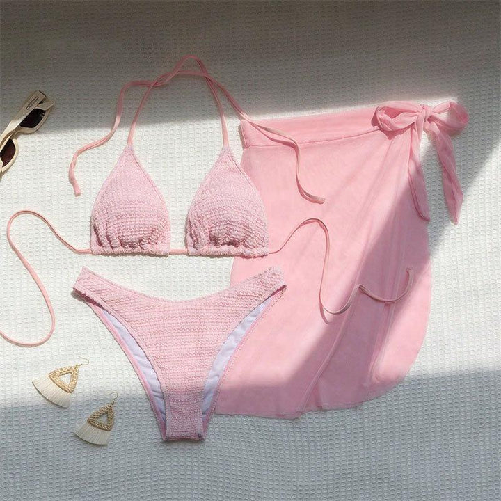 Damen Bikini-Set mit geflochtenem Oberteil und seitlichem Wickelrock Drune