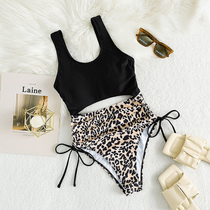 Damen Einteiler Badeanzug mit modischem Cut-Out und eleganter Leoprint-Details Drune