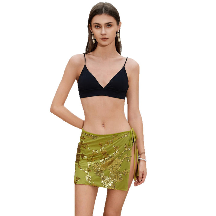 Damen eleganter Badesarong mit funkelnden Pailletten Drune
