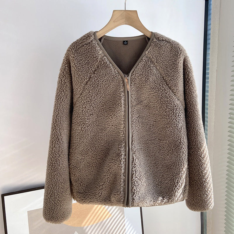 Damen Kuscheljacke mit durchgehendem Reißverschluss und weichem Fleecefutter Drune