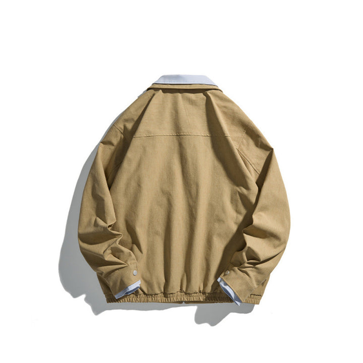 Herren Kurz geschnittene Canvas-Blousonjacke im Workwear‑Look mit kontrastierendem Hemdkragen Drune