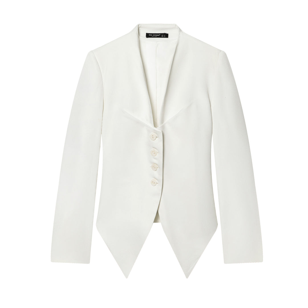 Damen nan taillierter Blazer mit Schalkragen, figurbetonter Knopfleiste und spitz zulaufendem Zipfelsaum Drune