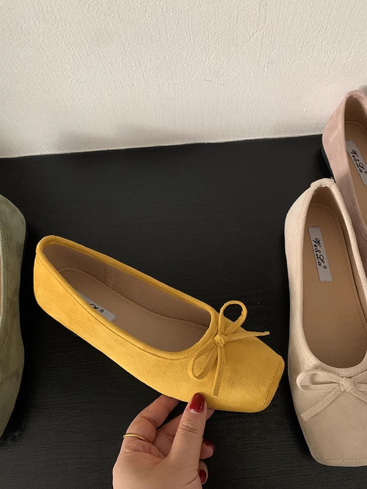 Damen Ballerinas aus hochwertigem Wildleder mit filigranem Schleifendetail Drune