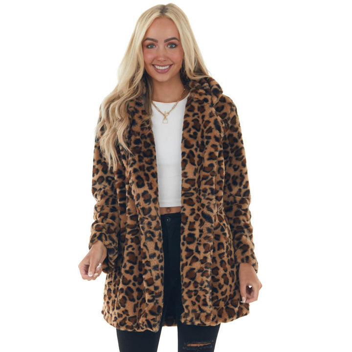 Damen Modische Kuscheljacke im Leopardenmuster Drune