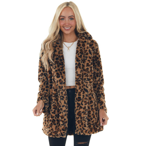 Damen Modische Kuscheljacke im Leopardenmuster Drune