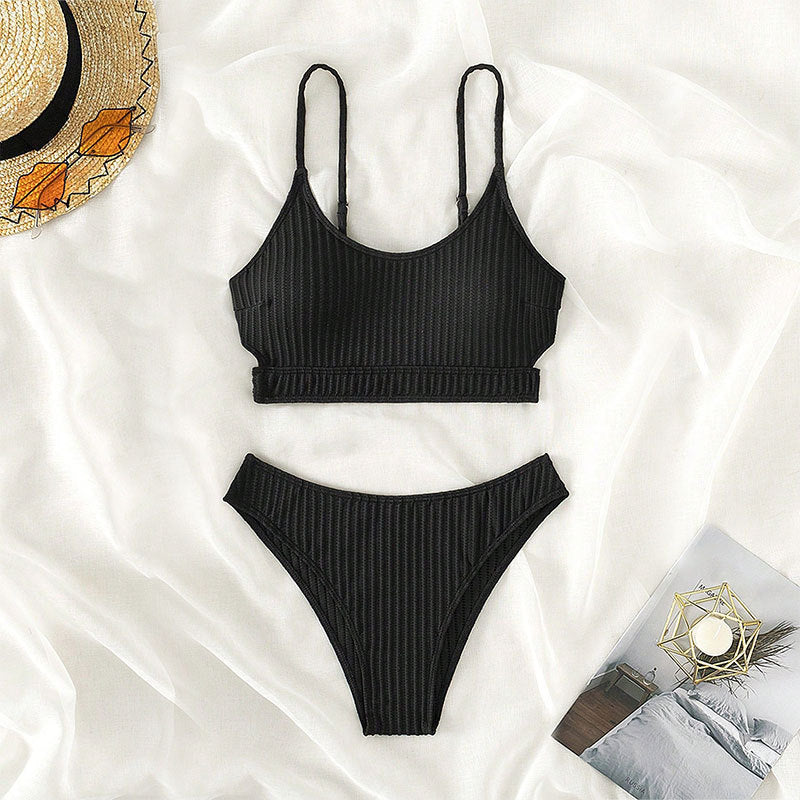 Damen raffinierter Bikini mit gestreiftem Design Drune
