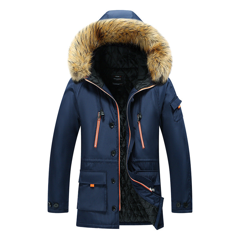 Herren  isolierter Parka mit Kapuze aus Kunstfell und wattierter Thermofütterung Drune