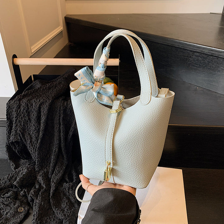 Damen elegante strukturierte Handtasche mit Schal-Akzent Drune