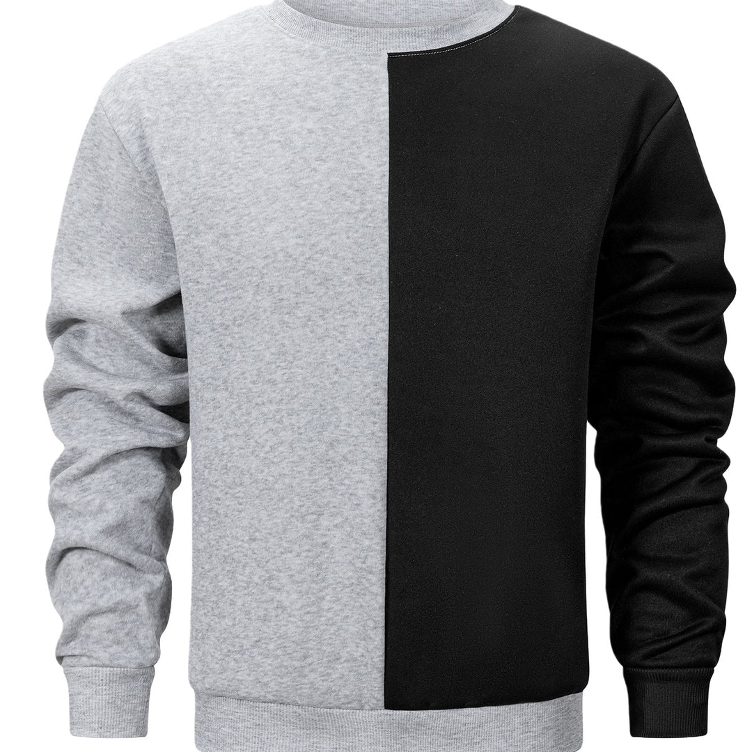 Herren Sweatshirt mit zweifarbiger Blockoptik, Rundhals & weichem Baumwoll‑Mix Drune