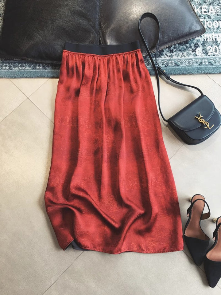 Damen Eleganter Midirock mit schwingendem Saum Drune