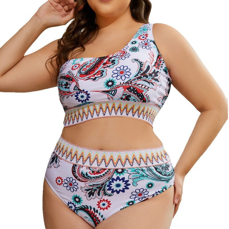 Damen Zweiteiliges Bikini-Set mit modischem Hochschnitt und floralem Design Drune