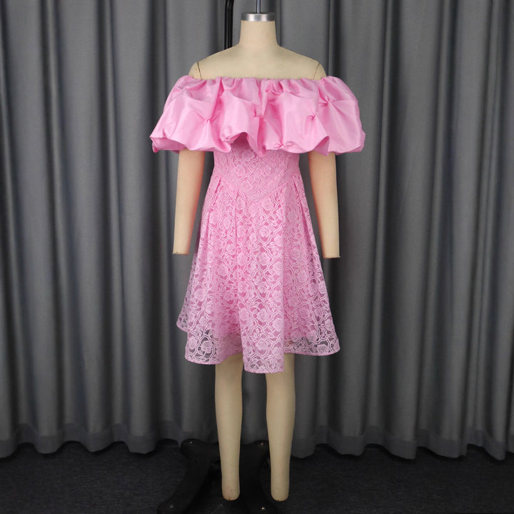 Damen Cocktailkleid mit voluminösem Rüschensaum Drune
