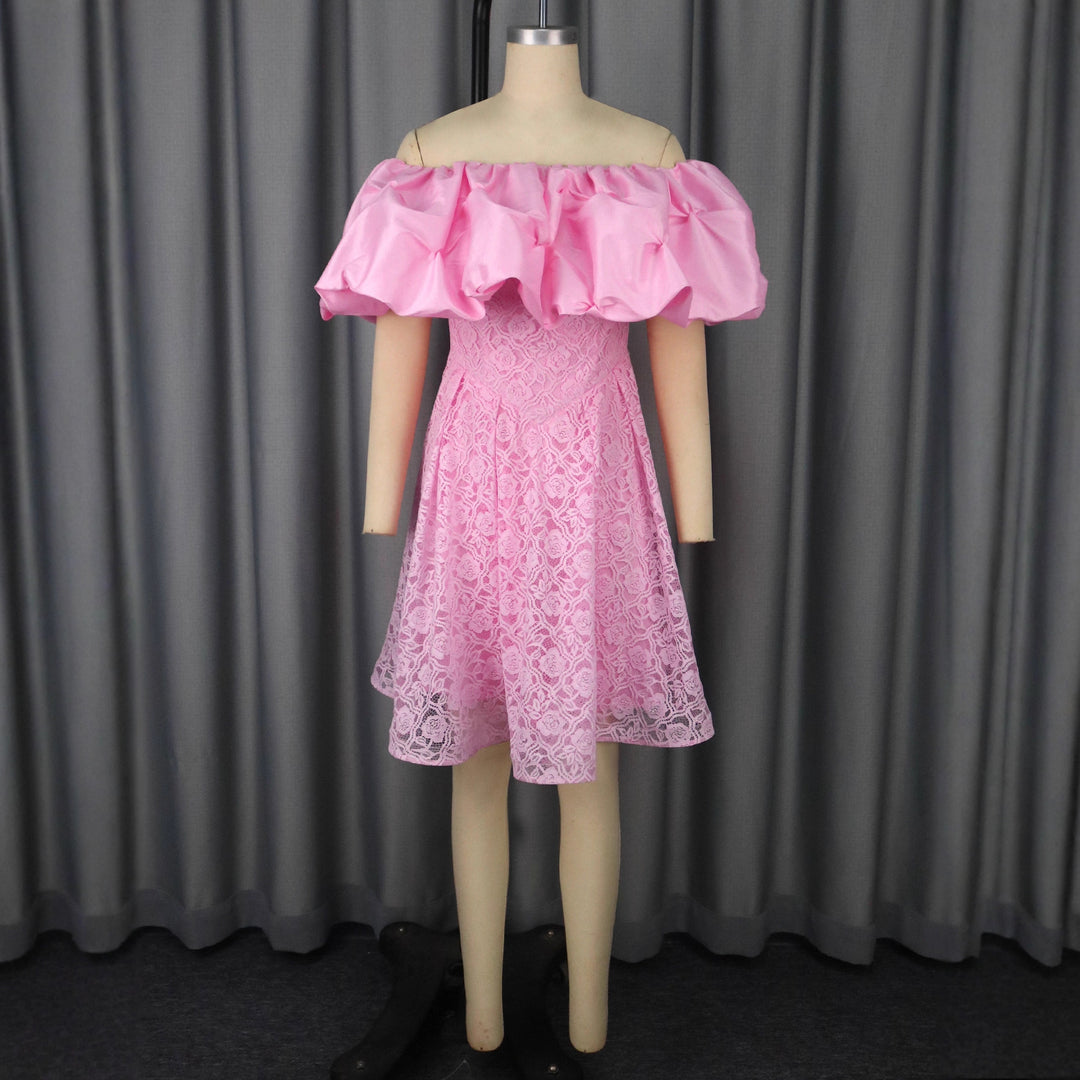Damen Freizeitkleid mit schulterfreiem Volant Drune