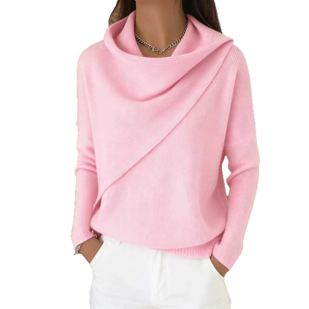 Damen Asymmetrischer Grobstrick-Pullover mit Schalkragen Drune