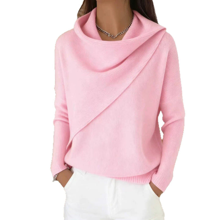 Damen Asymmetrischer Grobstrick-Pullover mit Schalkragen Drune