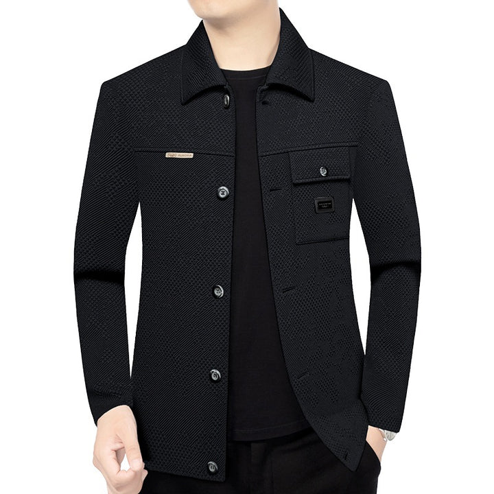 Herren Strukturiertes Overshirt im Glencheck-Relief mit Hemdkragen Drune