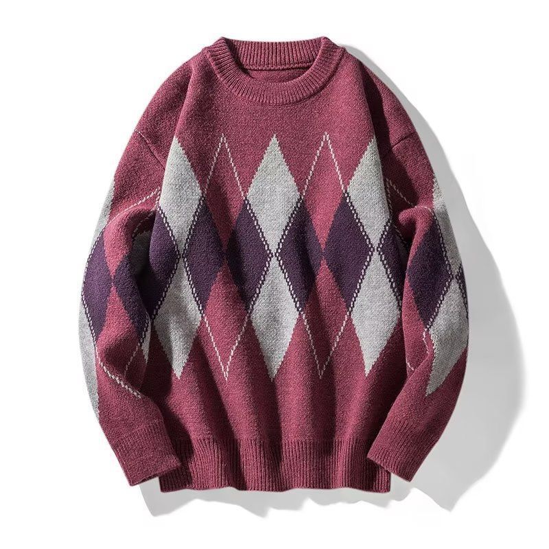 Damen Modischer Grobstrickpullover mit Rautenmuster Drune