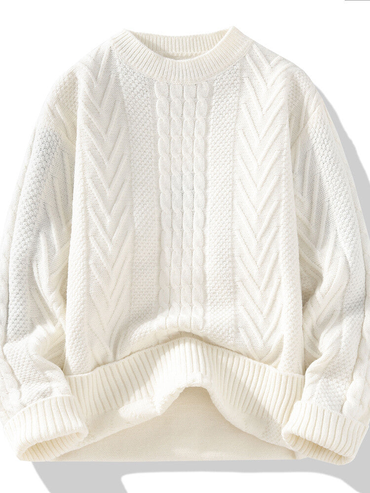 Herren Grobstrickpullover mit Zopfmuster und lässigem Schnitt Drune