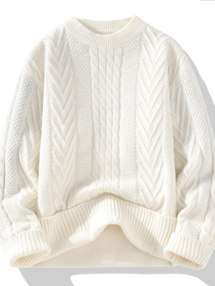 Herren Grobstrickpullover mit Zopfmuster und lässigem Schnitt Drune