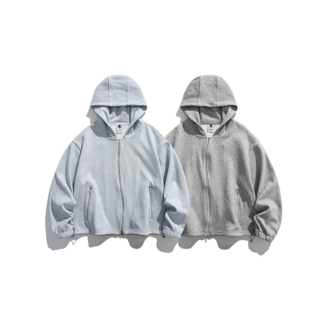 Unisex Leichte Zip-Hoodie-Jacke mit Reißverschlusstaschen und verstellbarem Saum Drune