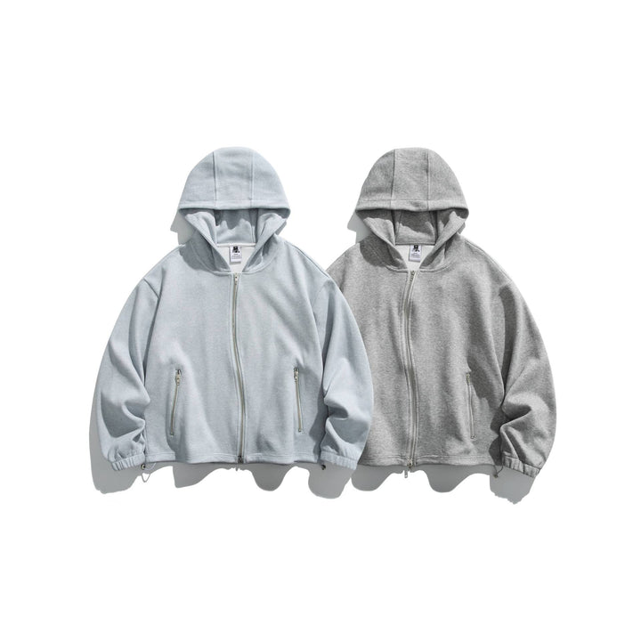 Unisex Leichte Zip-Hoodie-Jacke mit Reißverschlusstaschen und verstellbarem Saum Drune