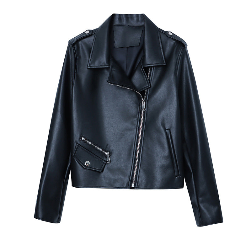 Damen modische Bikerjacke aus hochwertigem Kunstleder mit feinen Details Drune