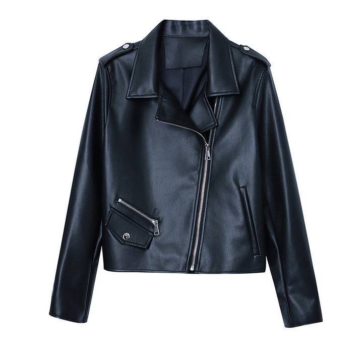 Damen modische Bikerjacke aus hochwertigem Kunstleder mit feinen Details Drune