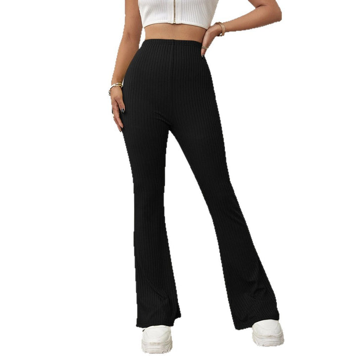 Damen hochtaillierte gerippte Schlaghose aus stretch‑Jersey Drune